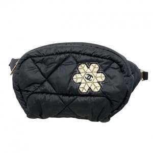 Chanel Snow Nylon Waist Bag, Black/Champagne, Women's